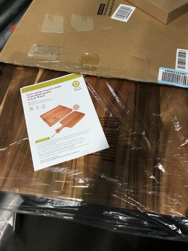 Photo 2 of Extra Large Acacia Wood Cutting Board, 24x18 Inch Large Butcher Block Chopping Board with Handle and Juice Groove, 