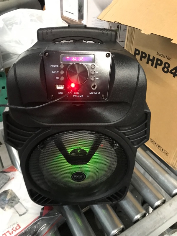 Photo 1 of Pyle 400W Portable Bluetooth PA Loudspeaker - 8” Subwoofer System, 4 Ohm/55-20kHz, USB/MP3/FM Radio/ ¼ Mic 