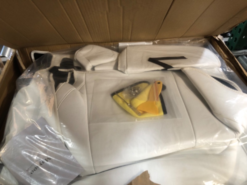 Photo 2 of Maysoo Tesla Seat Covers Model Y White Car Seat Covers(White-Organosilicon,Model Y(Full Set)) White Organosilicon model Y(full set)