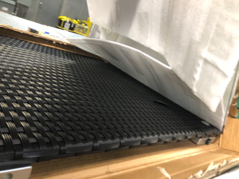 Photo 1 of DIMAR GARDEN Outdoor Coffee Table Wicker Patio Side Table with Glass Top,25.2in Black Black 25.2in