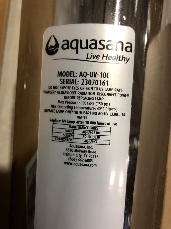 Photo 12 of ***HEAVILY USED AND DIRTY - POWERS ON - UNABLE TO TEST FURTHER***
Aquasana AQ-UV-10C Whole House UV Filter, Chrome