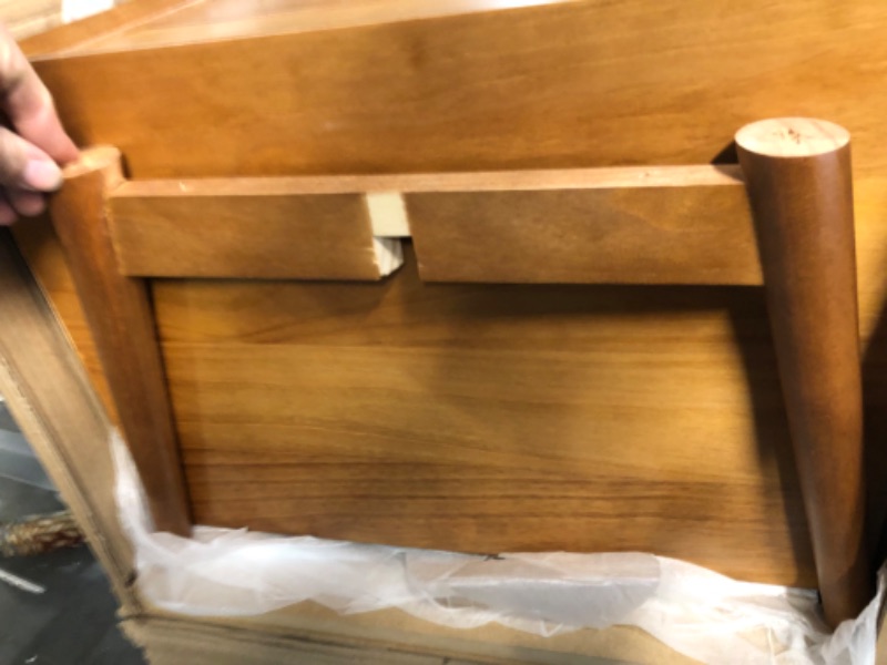 Photo 1 of Walker Edison Mid Century Modern Wood Nightstand Side Table Bedroom Storage Drawer Bedside End Table, 2 Drawer, Caramel Caramel 1 pack Mid-Century Modern