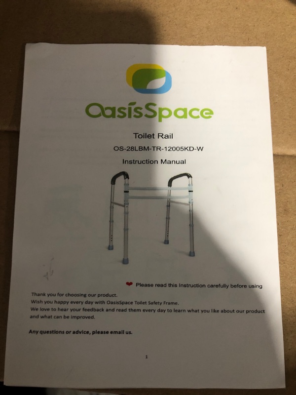 Photo 3 of (READ NOTES) OasisSpace Stand Alone Toilet Safety Rail - Heavy Duty Medical Toilet Safety Frame for Elderly