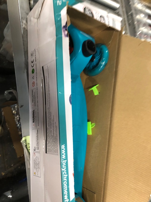 Photo 2 of Allek Kick Scooter B02, Lean 'N Glide Scooter with Extra Wide PU Light-Up Wheels and 4 Adjustable Heights for Children from 3-12yrs (Aqua Blue)