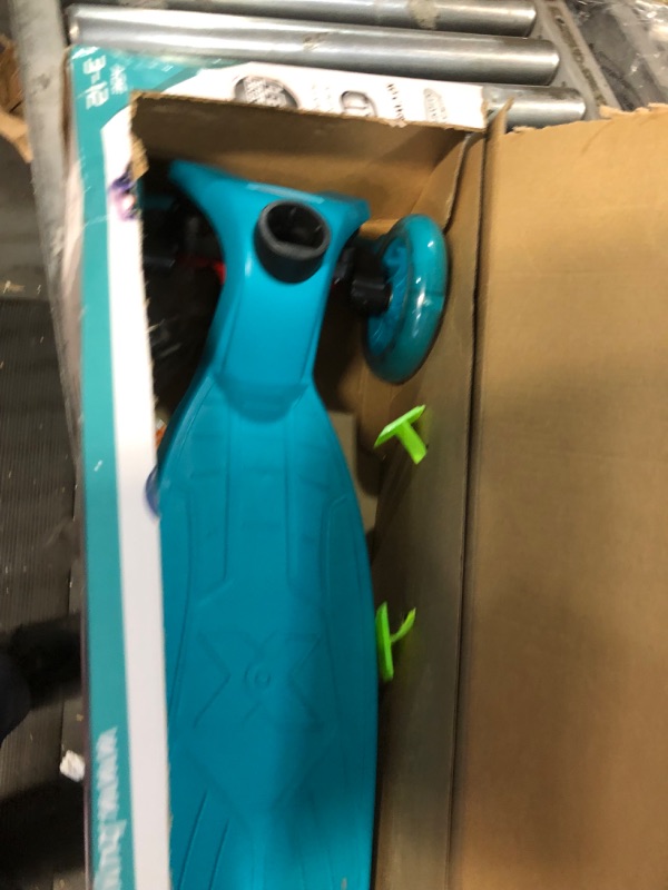 Photo 5 of Allek Kick Scooter B02, Lean 'N Glide Scooter with Extra Wide PU Light-Up Wheels and 4 Adjustable Heights for Children from 3-12yrs (Aqua Blue)