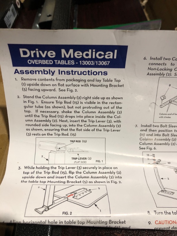 Photo 5 of * see clerk notes * 
Drive Medical 13067 Non Tilt Top Overbed Table, Silver Vein