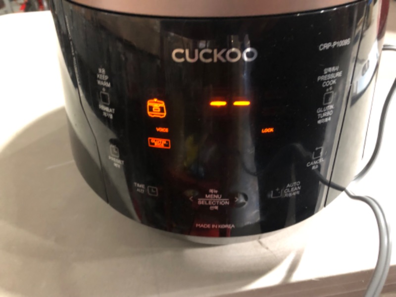 Photo 4 of ***USED - POWERS ON - UNABLE TO TEST FURTHER***
 CUCKOO CRP-P1009SB | 10-Cup (Uncooked) Pressure Rice Cooker | 12 Menu Options