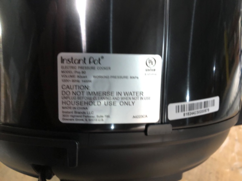 Photo 2 of Instant Pot Pro 10-in-1 Pressure Cooker, Slow Cooker, Rice/Grain Cooker, Steamer, Sauté, Sous Vide, Yogurt Maker, Sterilizer, and Warmer, Includes App With Over 800 Recipes, Black, 8 Quart 8QT Pro