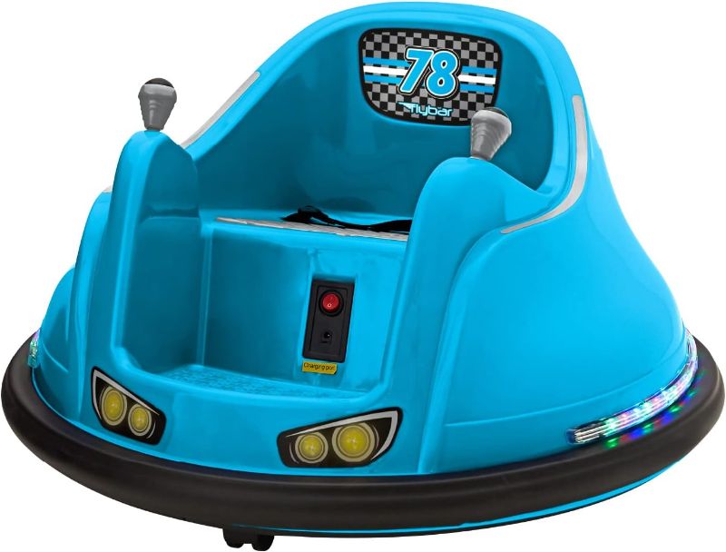 Photo 1 of Flybar Electric Ride On Bumper Car Vehicle for Kids and Toddlers, Baby Bumper Car for Kids Ages 1.5-4 Years, LED Lights, 360 Degree Spin, Supports up to 66 pounds 6v Blue/Green