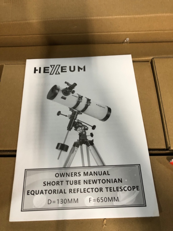 Photo 2 of HEXEUM Telescope 130EQ Astronomical Reflector - Manual Equatorial for Adults Astronomy. Comes with 2X Barlow Lens Phone Adapter and Moon Filter & Sun Fliter, Wireless Control, White