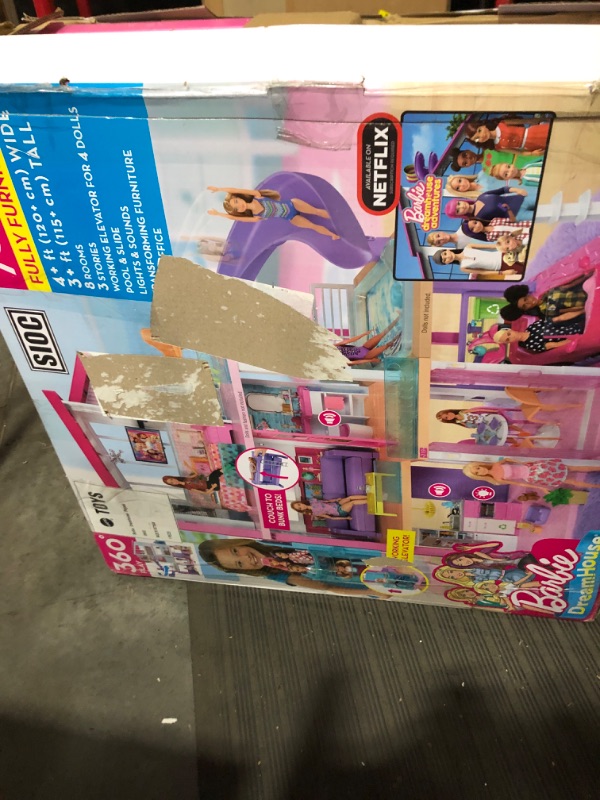 Photo 3 of Barbie DreamHouse Dollhouse with 70+ Accessories, Working Elevator & Slide, Transforming Furniture, Lights & Sounds Wheelchair Accessible Elevator