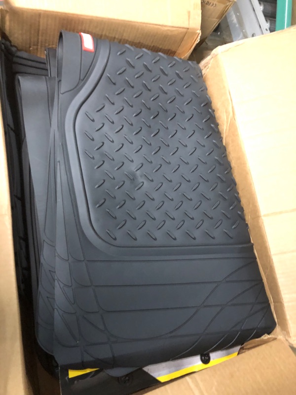 Photo 2 of Cat® ToughRide Heavy Duty Rubber Floor Mats & Cargo Trunk Liner for Car SUV Van Sedan, Black - Trim to Fit, All Weather Deep Dish Automotive Floor Mat