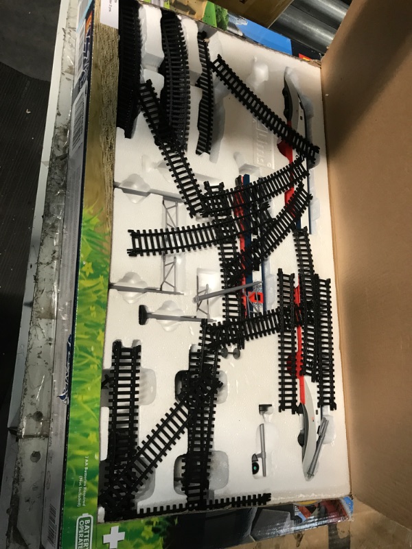 Photo 2 of **Missing a few parts, train connection broken, parts only** Hornby Amtrak Acela NEC High-Speed Service OO Battery Powered Model Train Set HO Track HR1400, Blue & Gray