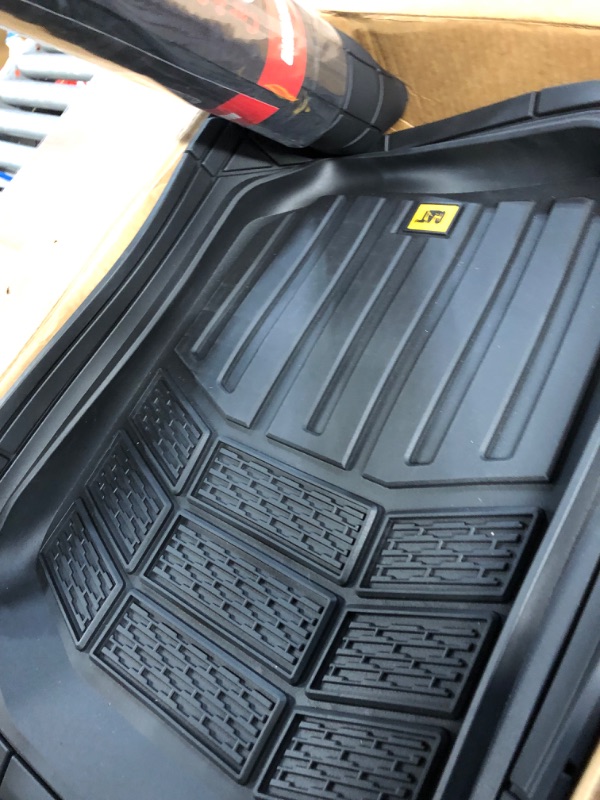 Photo 2 of BDK Cat® CAMT-9013 (3-Piece) Large Heavy Duty Rubber Car Floor Mats with Trunk Cargo Liner, Trim to Fit Front & Rear Combo Set for Car Sedan SUV Van, All Weather Black