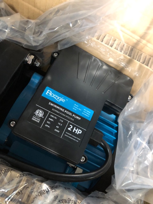 Photo 1 of BOMGIE 2HP Pool Pump Inground, 7860 GPH Above Ground Swimming Pool Pump, 115V High Flow Single Speed Powerful Self Priming Pool Pumps with Strainer Basket, Energy Saving, Low Noise Single Speed 2 Hp Single Speed