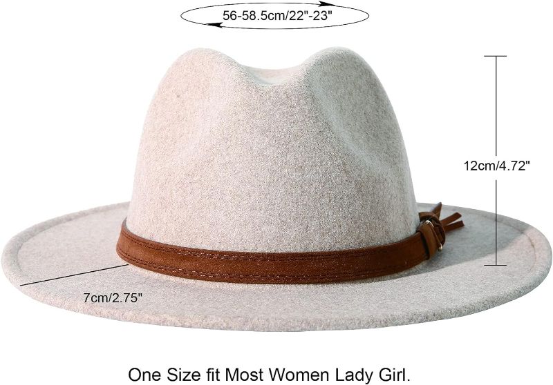 Photo 1 of **ITEM IS SIMILAR/ ITEM IS BLUE Lanzom Women Lady Felt Fedora Hat Wide Brim Wool Panama Hats with Band Fit Siz