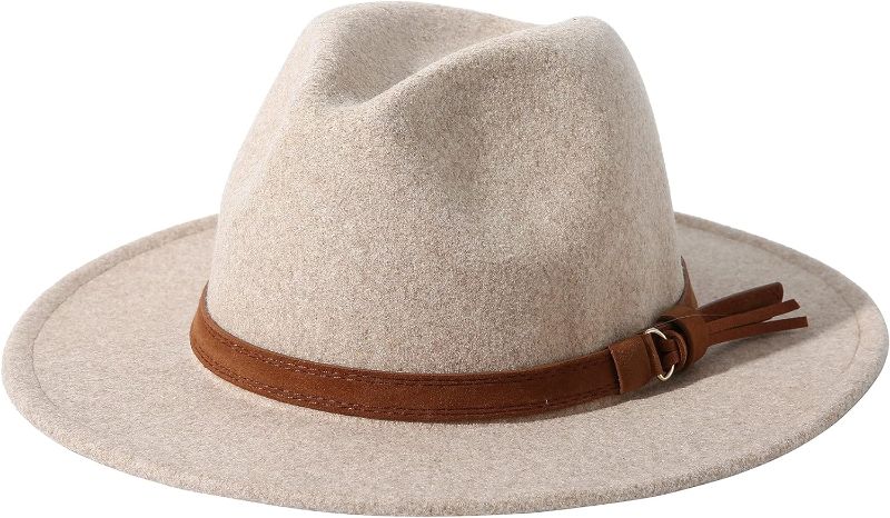 Photo 1 of **ITEM IS SIMILAR Lanzom Women Lady Felt Fedora Hat Wide Brim Wool Panama Hats with Band