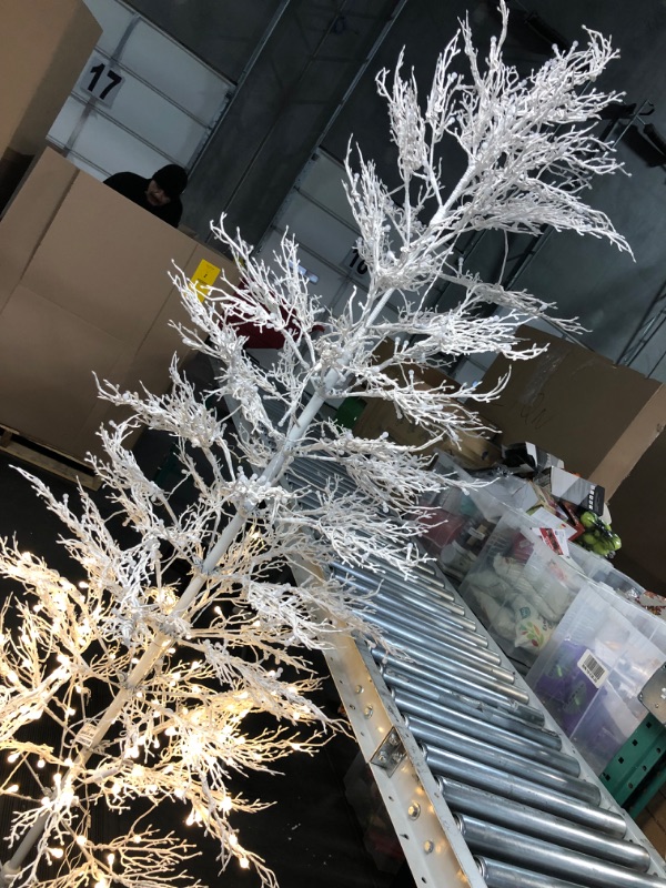 Photo 1 of **ONLY BOTTOM PORTION OF TREE'S LIGHTS WORK SEE PIC GE Color Choice 7-ft Winterberry Pre-lit White Artificial Christmas Tree with LED Lights