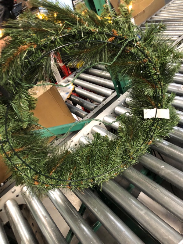 Photo 2 of **STOCK PHOTO AS REFRENCE PHOTO/ LIGHTS ON HALF OF ITEM DO NOT LIGHT UP  National Tree Company Pre-Lit Artificial Christmas Wreath, Green, North Valley Spruce, White Lights, Christmas Collection, 24 Inches