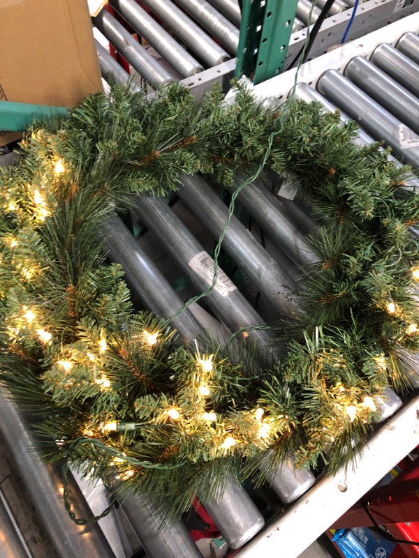 Photo 4 of **STOCK PHOTO AS REFRENCE PHOTO/ LIGHTS ON HALF OF ITEM DO NOT LIGHT UP  National Tree Company Pre-Lit Artificial Christmas Wreath, Green, North Valley Spruce, White Lights, Christmas Collection, 24 Inches