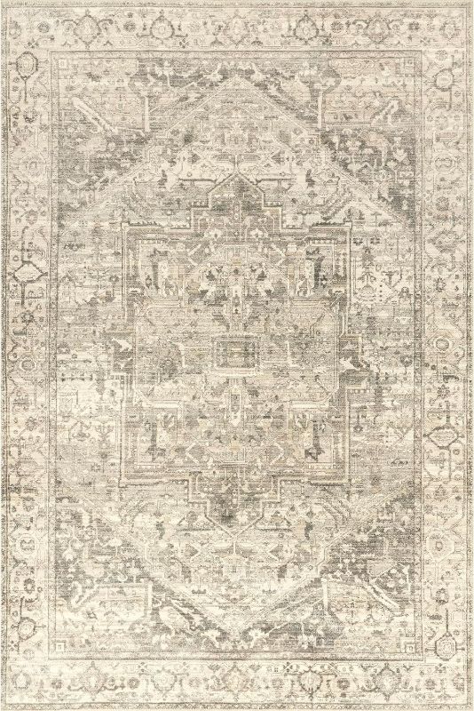 Photo 1 of ***USED - DIRTY - NO PACKAGING***
nuLOOM Brielle Machine Washable Vintage Medallion Ultra Thin Area Rug, 3x5, Grey
