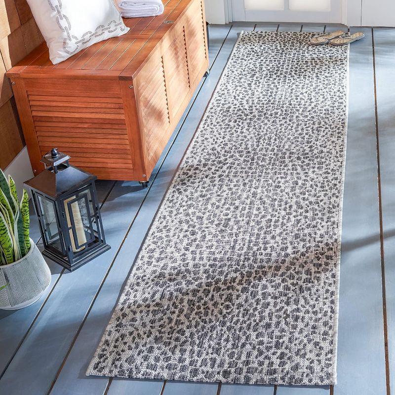 Photo 1 of **ITEM IS SIMILAR SEE PICS 
SAFAVIEH Courtyard Collection 2'3" x 6'7" Grey/Black CY8505 Indoor/ Outdoor Waterproof Easy Cleaning Patio Backyard Mudroom Runner Rug