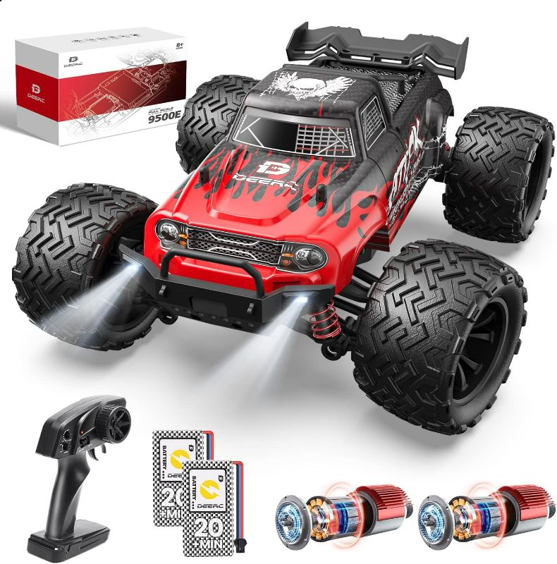 Photo 1 of DEERC 9500E 1:16 Scale All Terrain RC Car, 4x4 High Speed 40 KPH RC Truck, 2.4Ghz Remote Control Truck with 2 Batteries, Off-Road Monster Truck for for Adults Kids 1:16 9500E