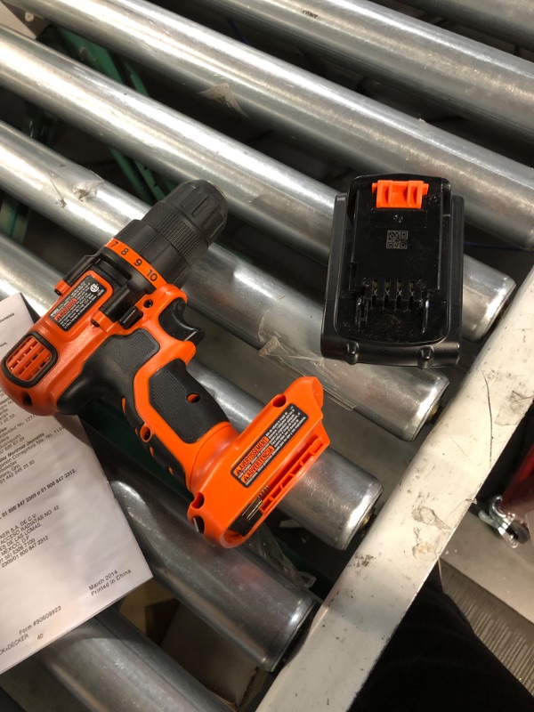 Photo 3 of **UNTESTED BLACK+DECKER 20V MAX Cordless Drill and Driver, 3/8 Inch, With LED Work Light, Battery and Charger Included (LDX120C) Drill/Driver Only