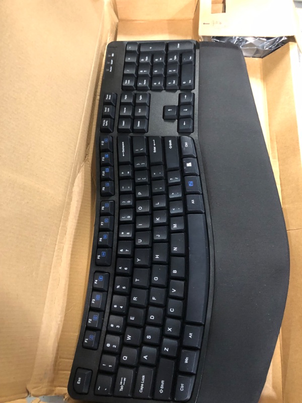 Photo 2 of Amazon Basics Ergonomic Wireless Keyboard Mouse Combo - QWERTY - Black