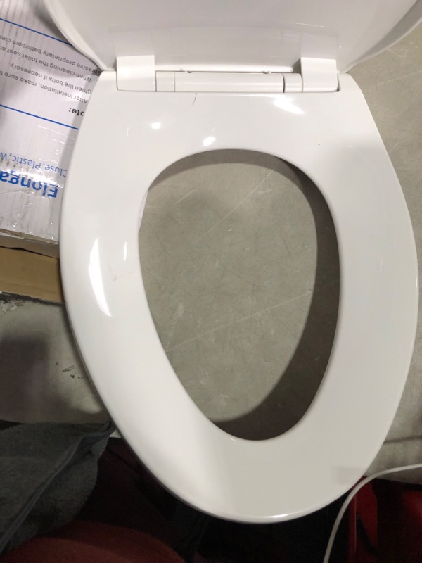 Photo 3 of **READ NOTES**
Toilet seat Elongated with Slow Close Hinges, Four Bumpers Never Loosen and Easily Remove, Two Sets of Parts, Plastic, White