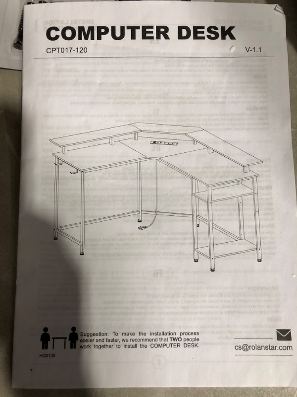 Photo 4 of * broken * sold for parts only *
Rolanstar L Shaped Gaming Desk with LED Lights & Power Outlets, 55.1" Computer Desk with Full Monitor Stand & Storage 