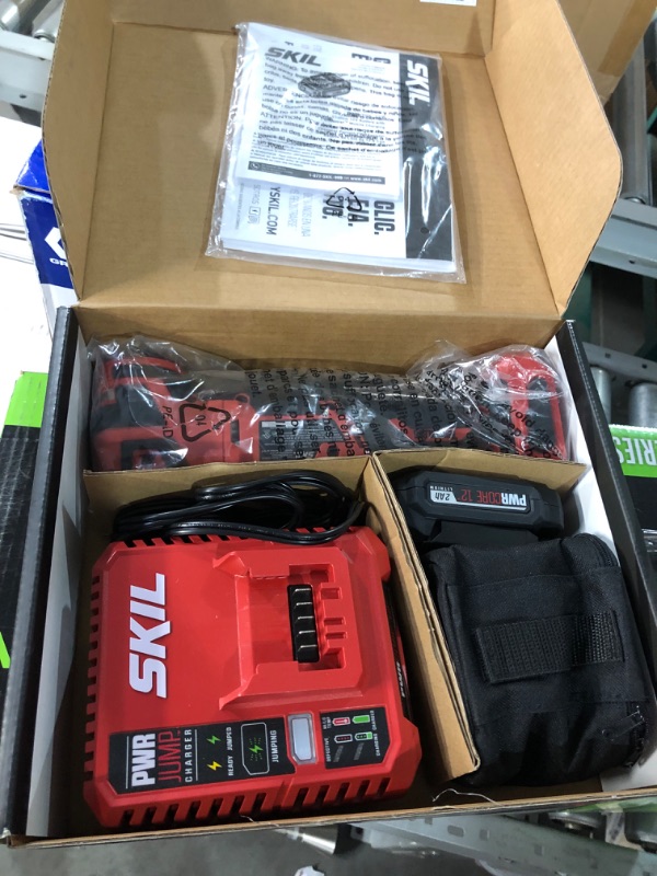 Photo 2 of SKIL PWRCore 12 Brushless 12V Oscillating Tool Kit with 40pcs Accessories, Includes 2.0Ah Lithium Battery and PWRJump Charger - OS592702, Red Oscillating Tool Kit_V1