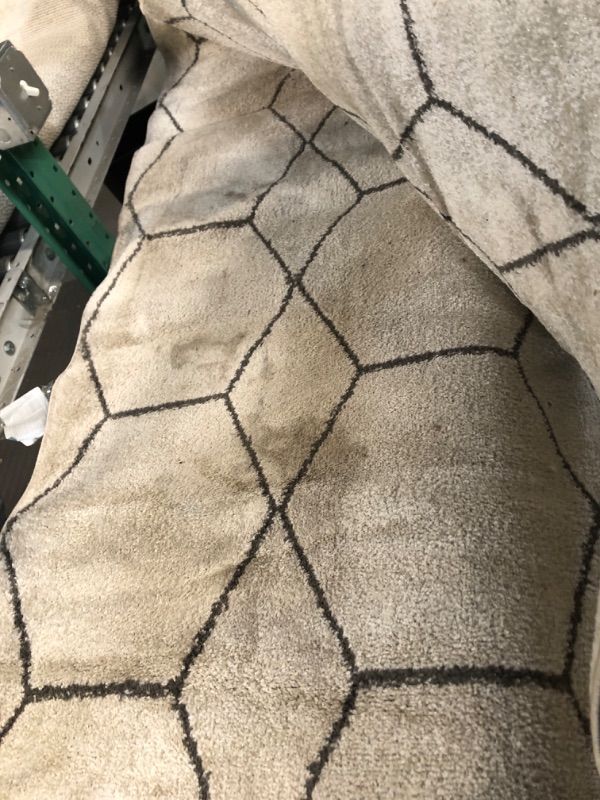 Photo 3 of ***HEAVILY USED AND DIRTY - STAINED - SEE PICTURES***
Unique Loom Trellis Frieze Collection Area Rug-Modern Morroccan Inspired Geometric Lattice Design, 5 x 8 ft, Ivory/Gray 5 ft x 8 ft Rectangular Ivory/ Gray