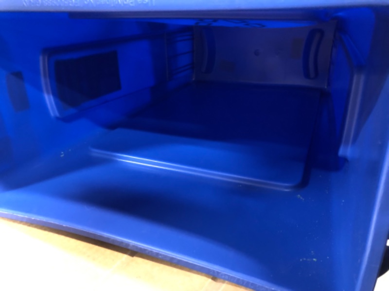 Photo 1 of Rubbermaid Slim Jim Trash Can Waste Bin with Venting Channels, Blue Recycling for Kitchen/Office/Workspace, Pack of 4 Blue Recycle