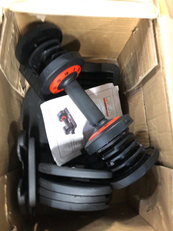 Photo 2 of ***DAMAGED - NOT FUNCTIONAL - SEE PICTURES - FOR PARTS ONLY - NONREFUNDABLE***
Adjustable Dumbbells 25/55LB Single Dumbbell Weights, 5 in 1