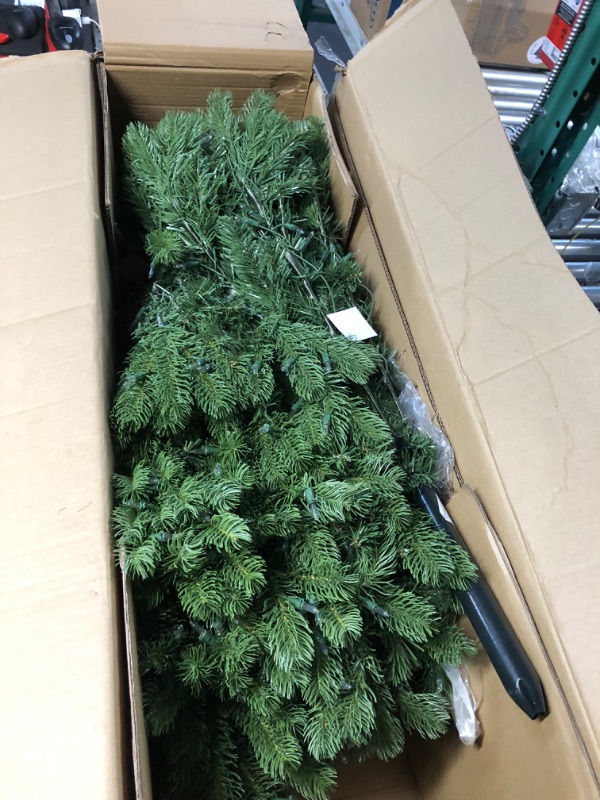 Photo 4 of **READ NOTES***National Tree Company Pre-Lit 'Feel Real' Artificial Full Downswept Christmas Tree, Green, Douglas Fir, White Lights, Includes Stand, 6.5 feet 6.5 ft