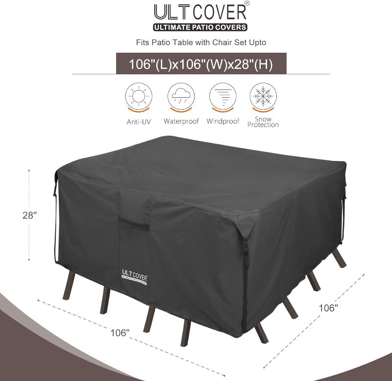 Photo 3 of (READ FULL POST) ULTCOVER 600D Tough Canvas Durable Square Patio Table and Chair Cover 106X106"