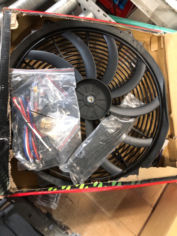 Photo 2 of 16 inch Electric Radiator Fan, 3000 CFM 10 Blades Electric Fan Automotive Black with Thermostat Wiring Switch Relay Kit