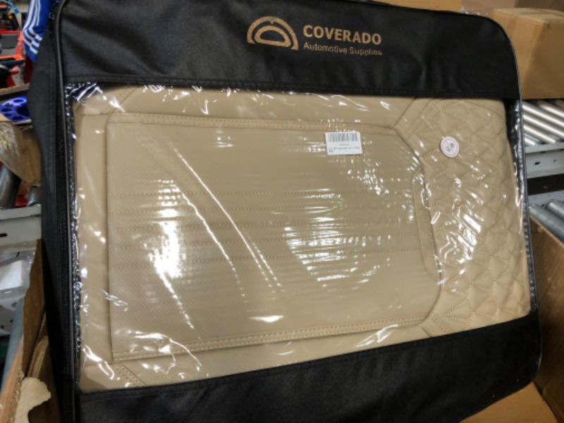 Photo 1 of Coverado Car Seat Covers Full Set, 5 Seats Waterproof Nappa Leather Seat Covers for Car, Front and Back Seat Cushions, Universal Seat Covers Auto Seat Protectors Fit for Most Sedans SUV Truck, Beige Beige Full Set