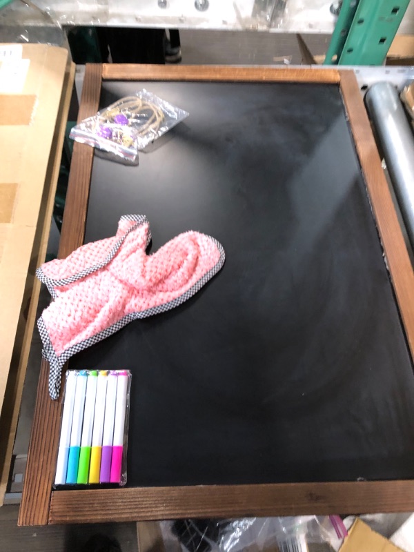 Photo 3 of Magnetic Chalkboard Large Chalkboard for Wall Rustic Wood Framed Decorative Blackboard for Kids Hanging Chalkboard for Home, Office, Restaurant 16" x 24" 16x24" no text