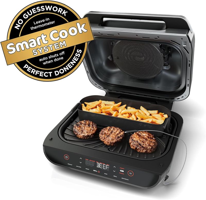 Photo 5 of (READ FULL POST) Ninja FG551 Foodi Smart XL 6-in-1 Indoor Grill with Air Fry, Roast, Bake, Broil & Dehydrate, Smart Thermometer, Black/Silver 1st Generation