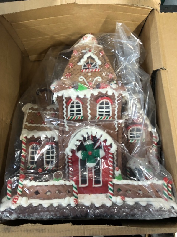 Photo 2 of Kurt Adler Fancy Clay Dough Gingerbread House Christmas Décor, STD, Multicolored