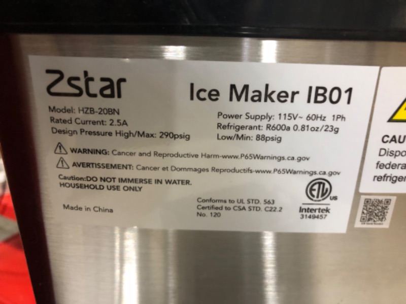 Photo 6 of ***USED - POWERS ON - UNABLE TO TEST FURTHER***
ACONEE Nugget Ice Maker Countertop, 45lbs/Day, Pebble Ice Maker with Self-Cleaning Functions