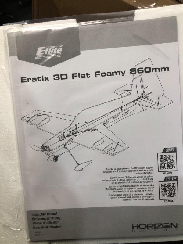 Photo 4 of E-flite Eratix 3D FF Flat Foamy 860mm BNF Basic with AS3X and SAFE Select EFL01950 Airplanes B&F Electric