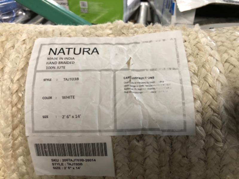 Photo 3 of * used * see images * 
Natura Rug 100% Jute, Size 2' 6" x 14'  Color :White