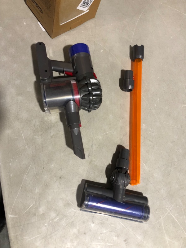 Photo 2 of ***DAMAGED - ORANGE TUBE BROKEN - SEE PICTURES - DIRTY***
Casdon 68702 Dyson Cordless Vacuum Interactive Toy for Children Aged 3+, Purple and Orange