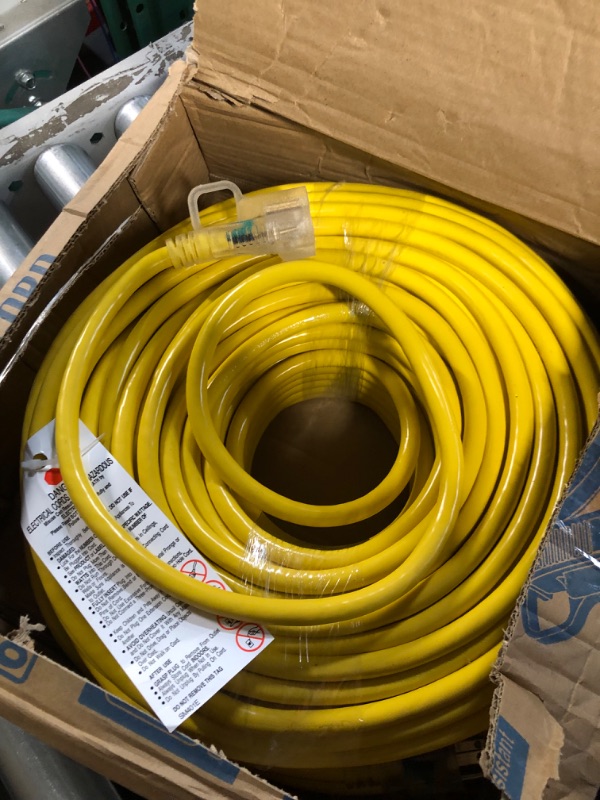 Photo 2 of 200 ft 12/3 Gauge Outdoor Extension Cord Waterproof Heavy Duty with Lighted end