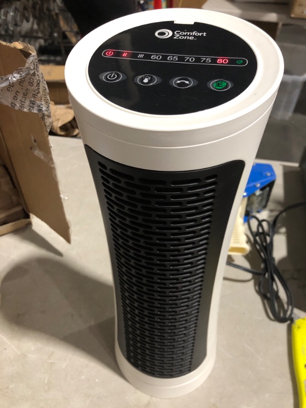 Photo 3 of * important * see clerk notes * 
Comfort Zone CZ457EWT 750/1,500-Watt Oscillating Digital Tower Heater with Digital Thermostat