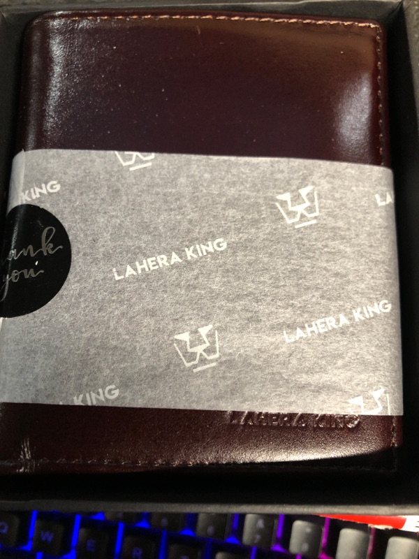 Photo 2 of  LAHERA KING Leather Wallets for Men Slim Bifold, Mens Wallets Classic Style, Front Pocket Design, Dark Brown Color