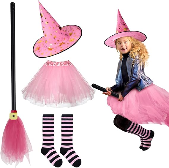 Photo 1 of * see images * 
Panitay Halloween Witch Costume for Toddler Girls Includes Pink Tutu Hat Broom and Socks